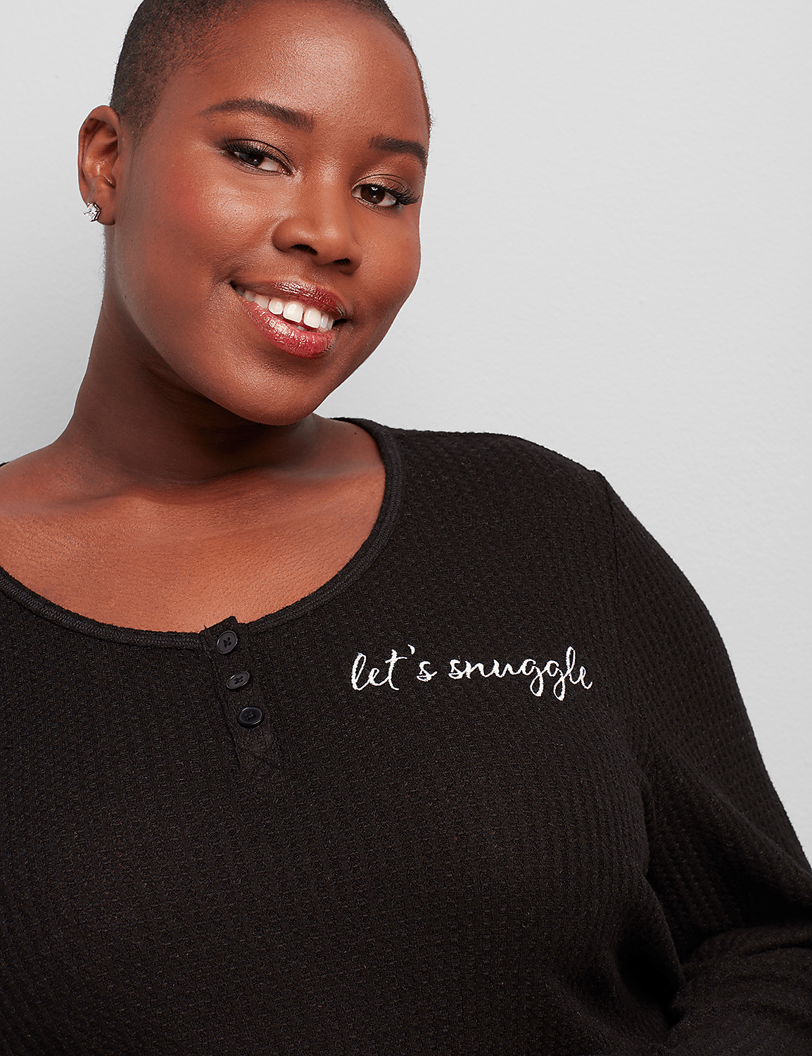 Brushed Waffle Henley Sleep Top Product Image 4