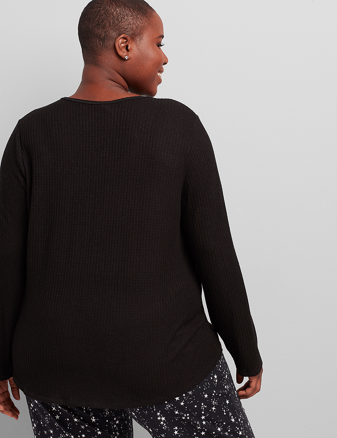 Brushed Waffle Henley Sleep Top Product Image 2