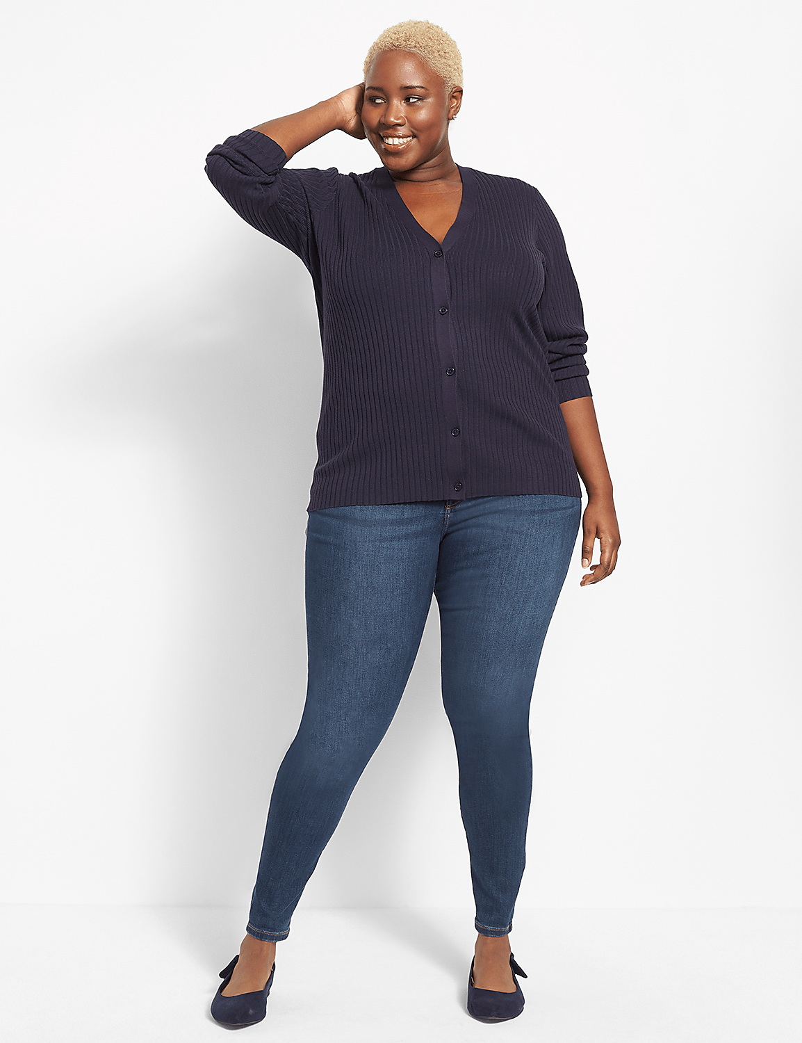 Ribbed Button-Front Cardigan Product Image 3