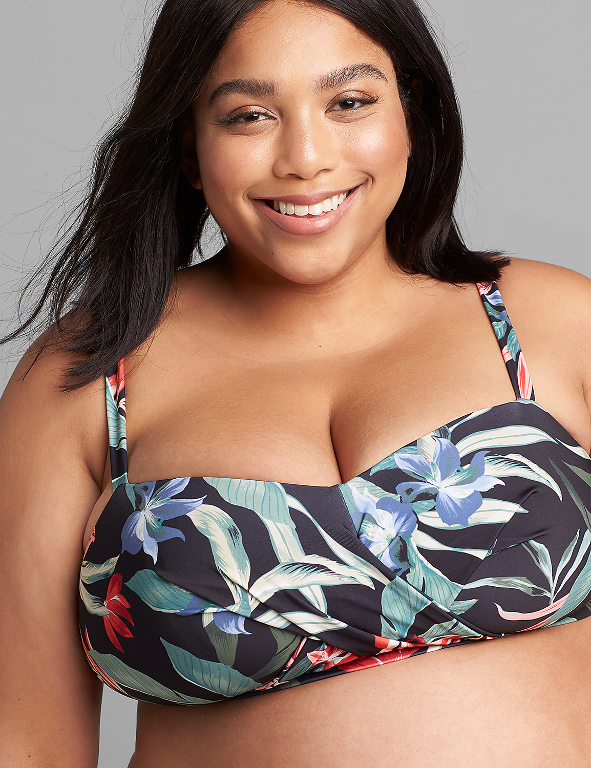 Faux-Wrap No-Wire Swim Bandeau Top Product Image 4