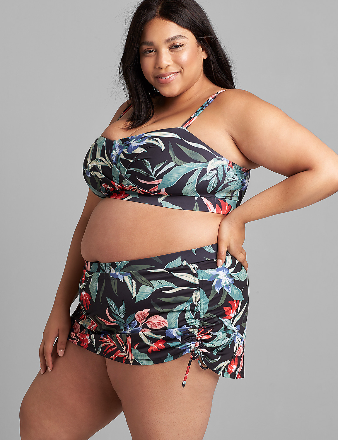 Faux-Wrap No-Wire Swim Bandeau Top Product Image 3