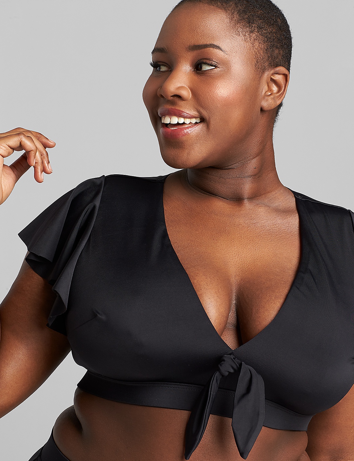 Flutter-Sleeve No-Wire Swim Bikini Top Product Image 4