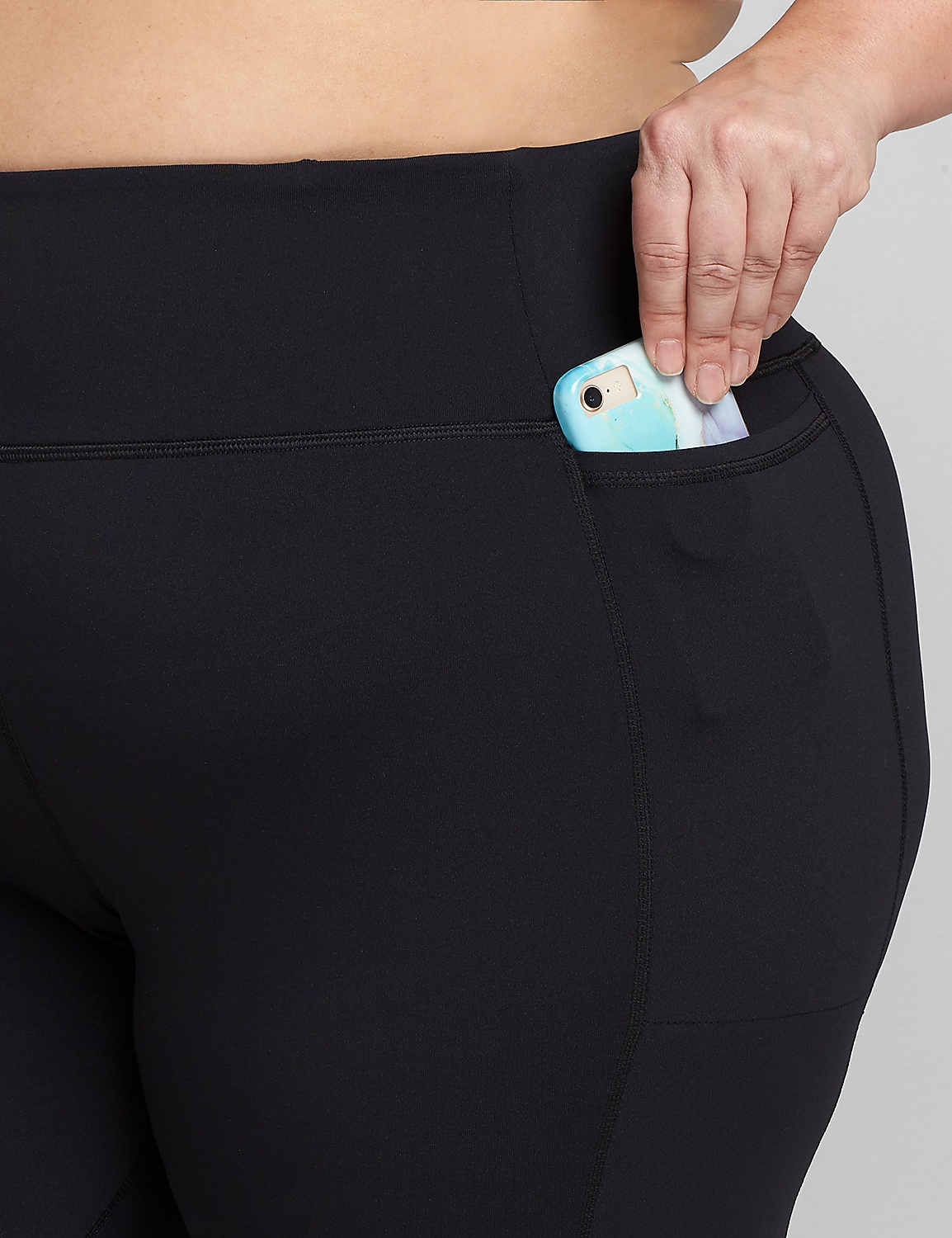 LIVI Capri Power Legging With Wicking - Strappy Mesh Hem Product Image 4