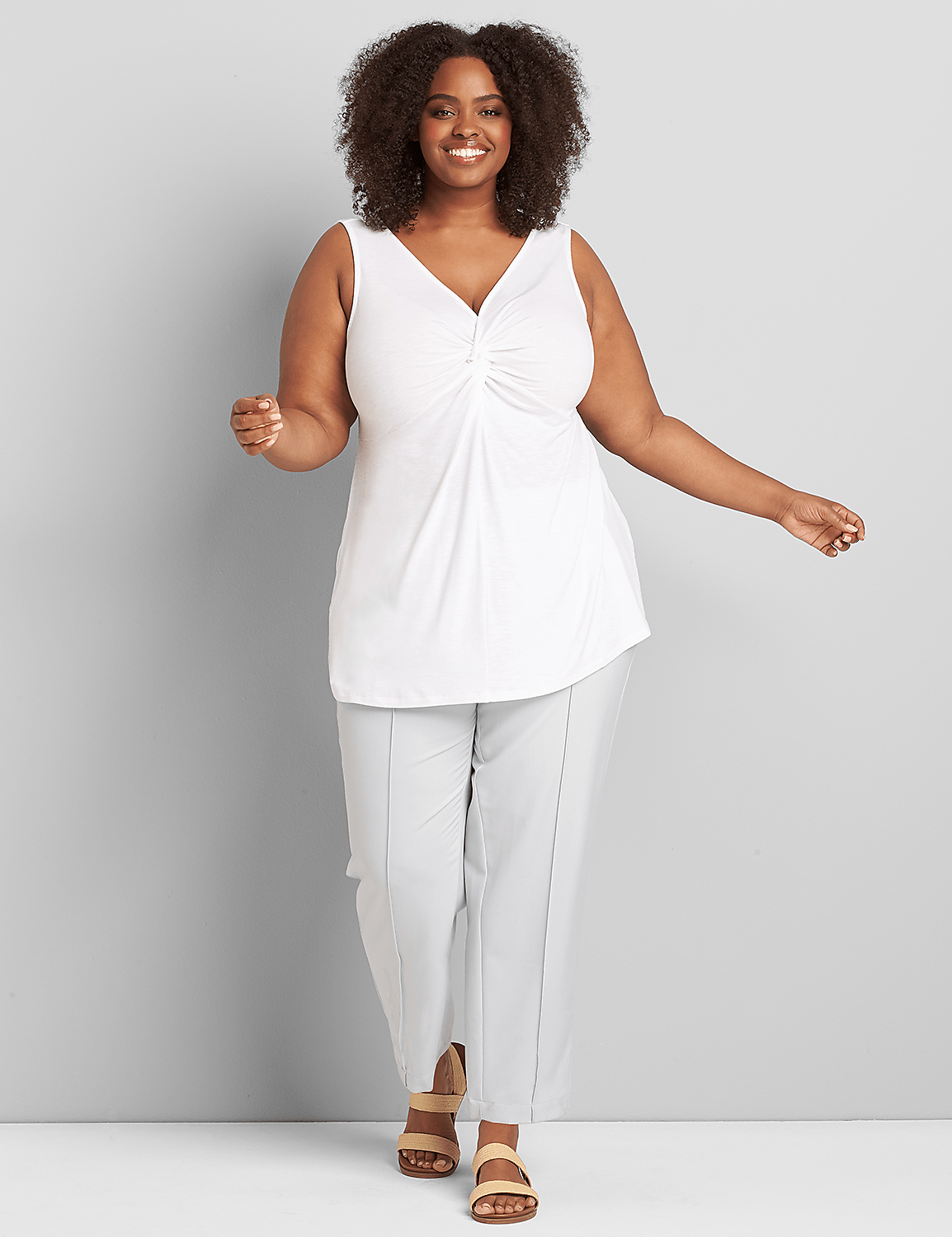 Double V-Neck Twist-Front Subtle Swing Tank Product Image 3