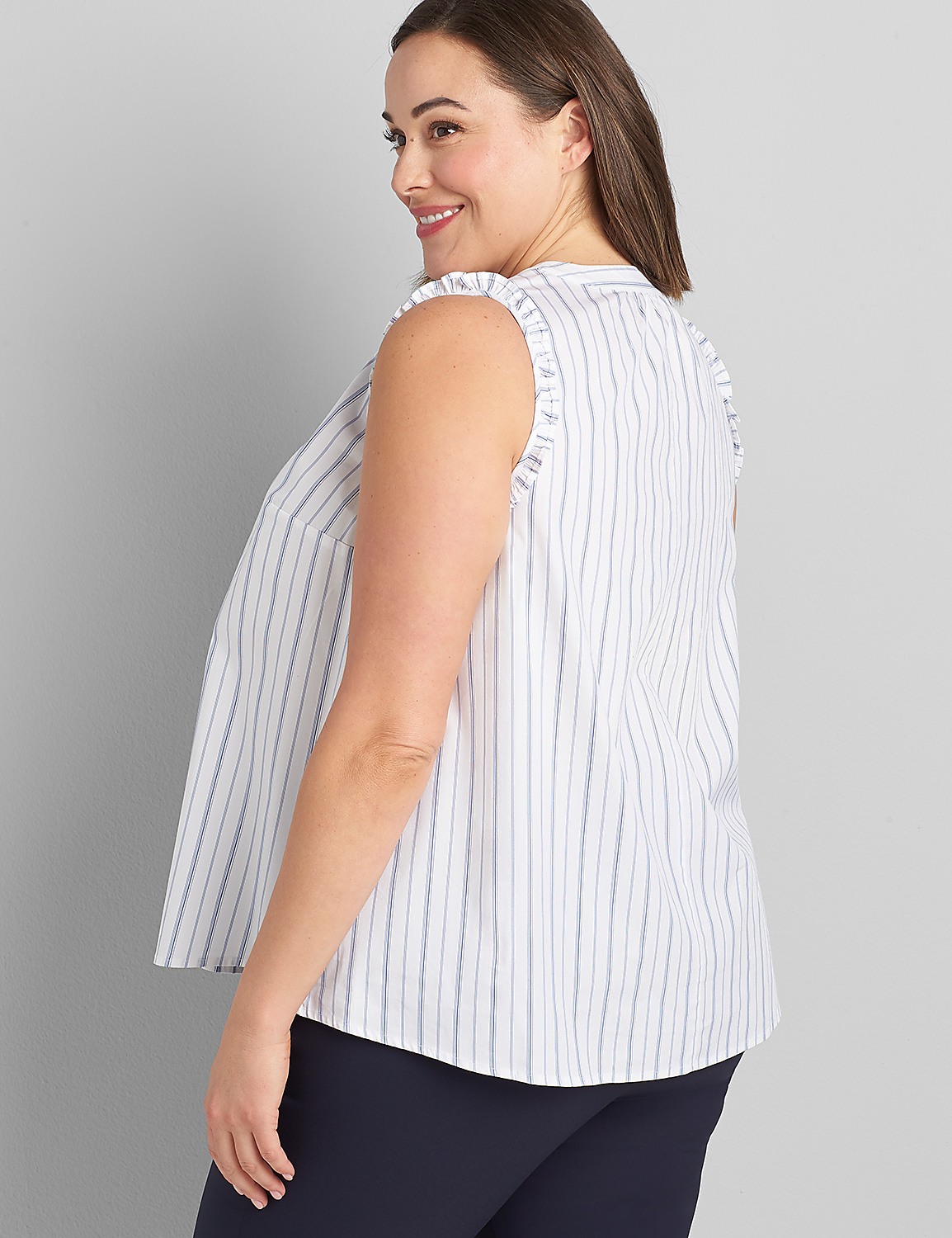 Poplin Shirred-Shoulder Tank Product Image 2
