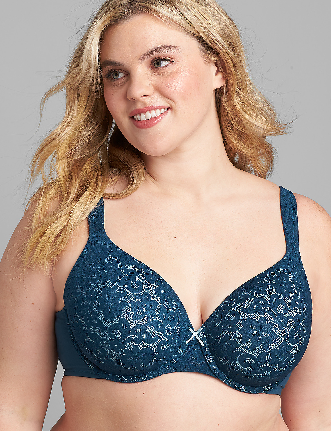 Cotton Lightly Lined Full Coverage Bra With Lace Product Image 4