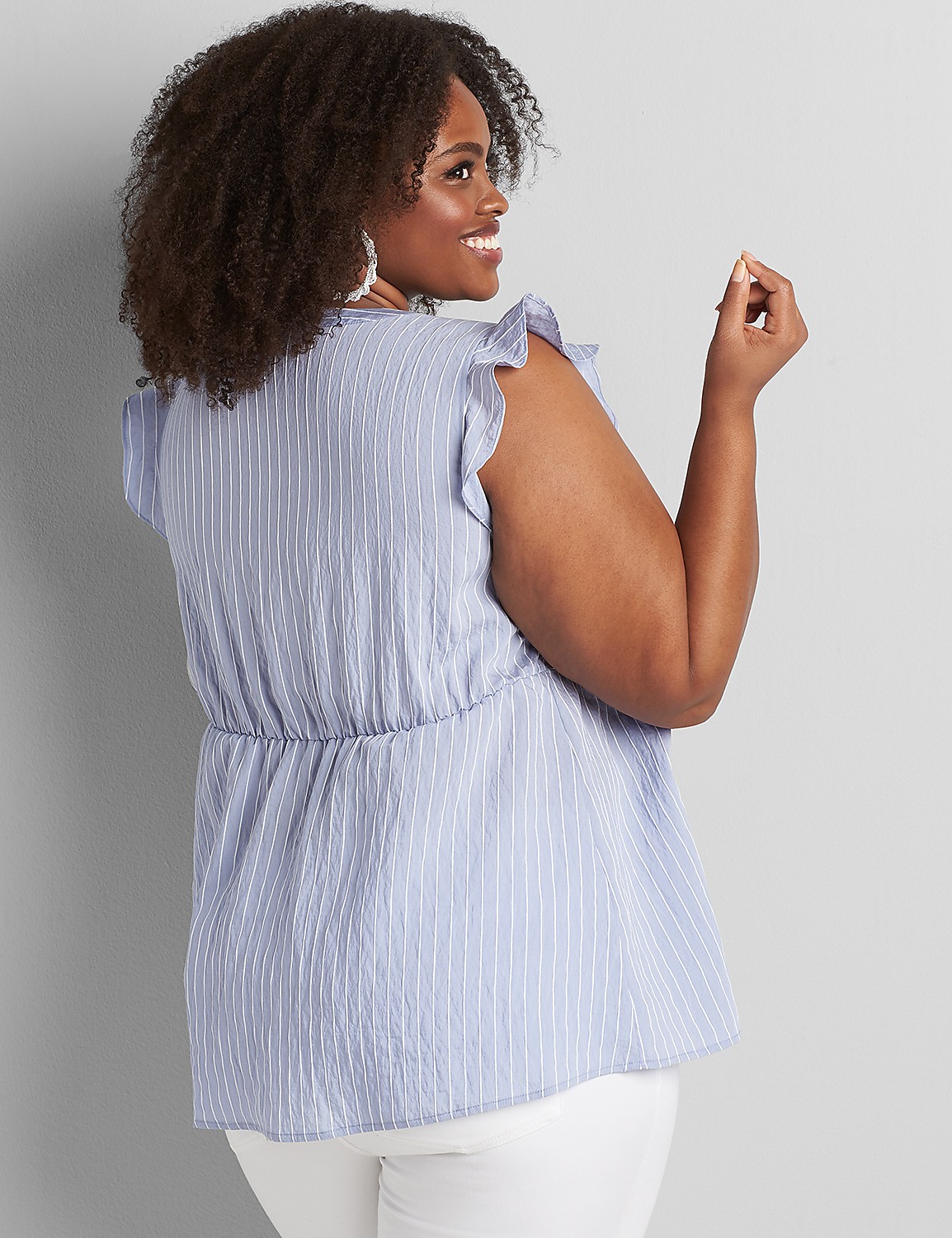 Notch-Neck Babydoll Blouse Product Image 2