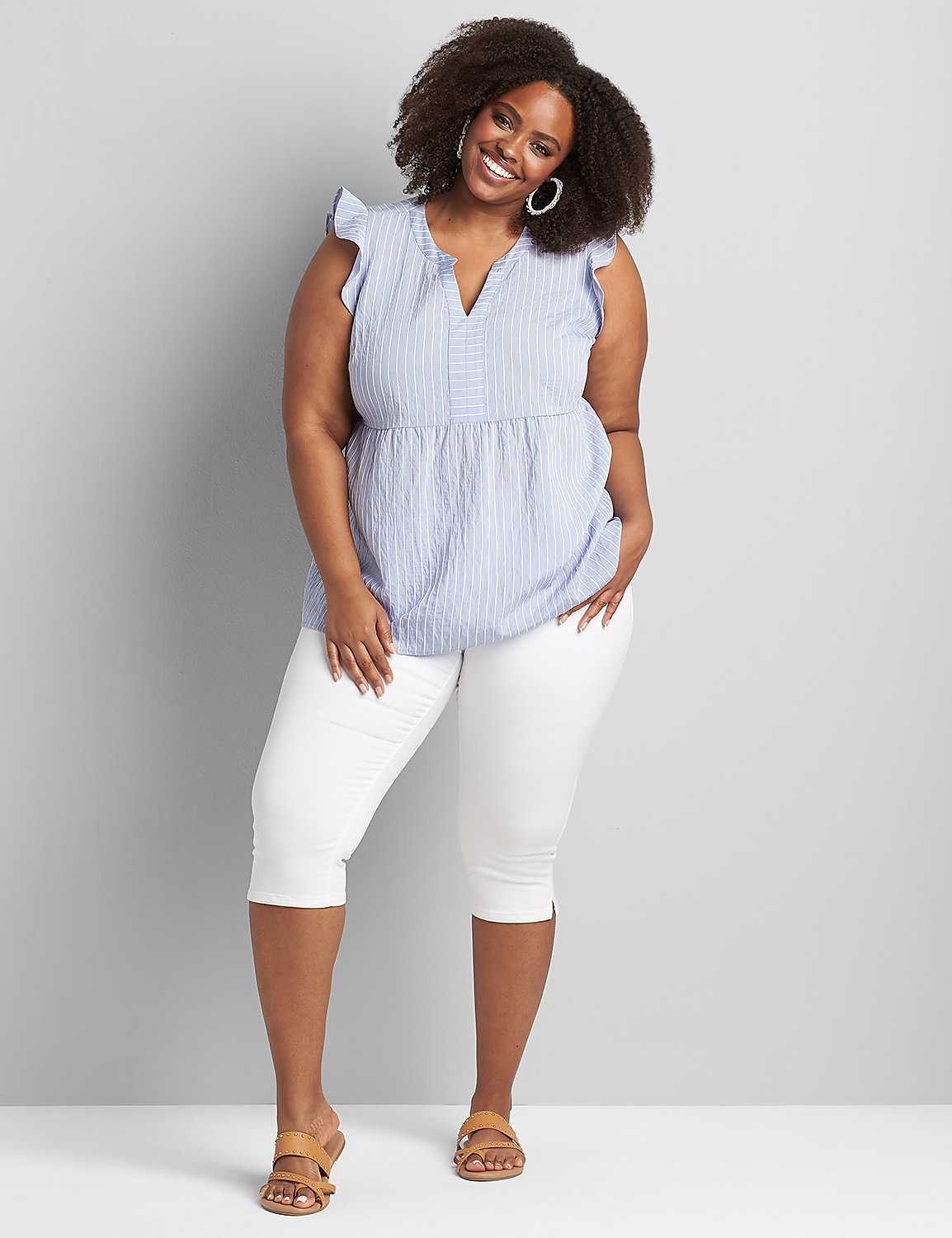 Notch-Neck Babydoll Blouse Product Image 3