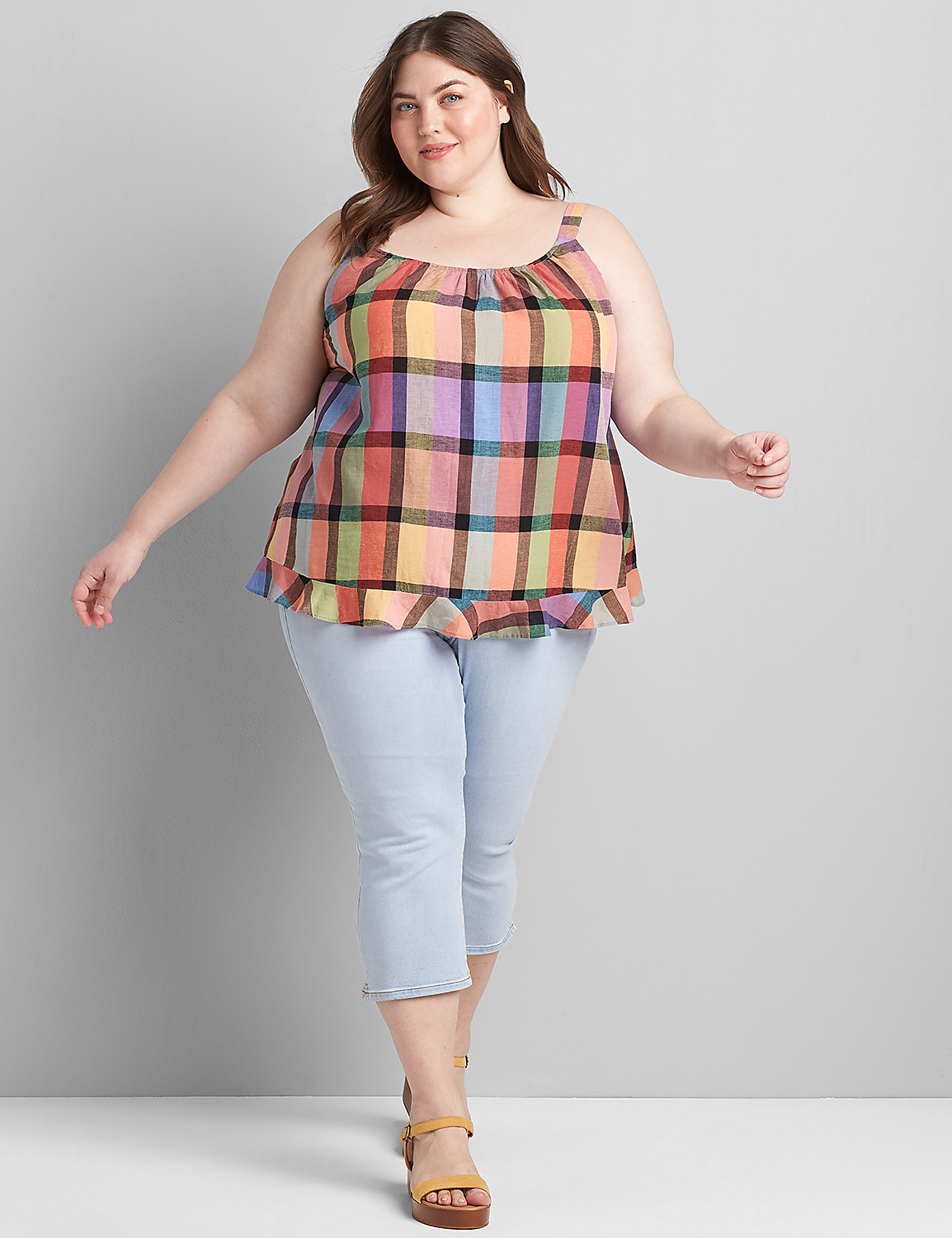 Ruffle-Hem Plaid Cami Product Image 3