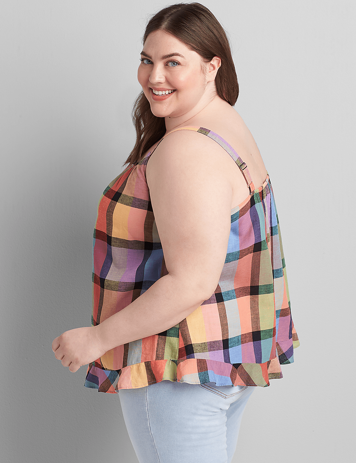 Ruffle-Hem Plaid Cami Product Image 2