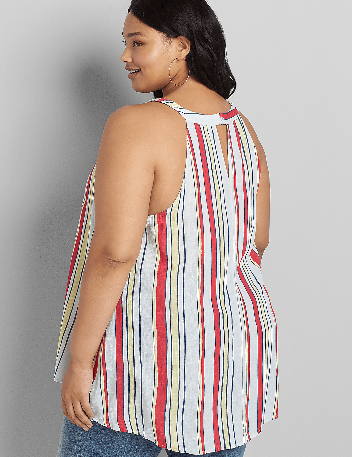 Sleeveless High-Low Shirred Halter Top Product Image 2