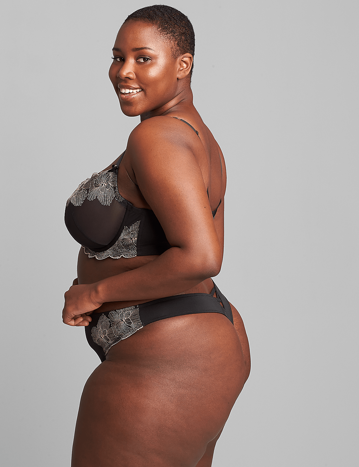 Rose Gold Embroidered Unlined Balconette Bra Product Image 3