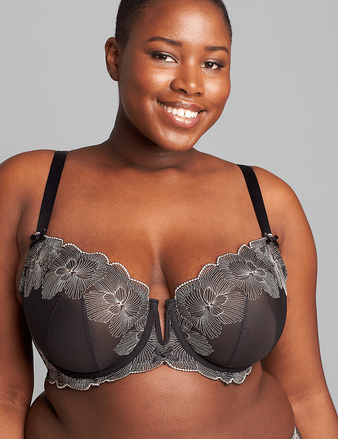 Rose Gold Embroidered Unlined Balconette Bra Product Image 4