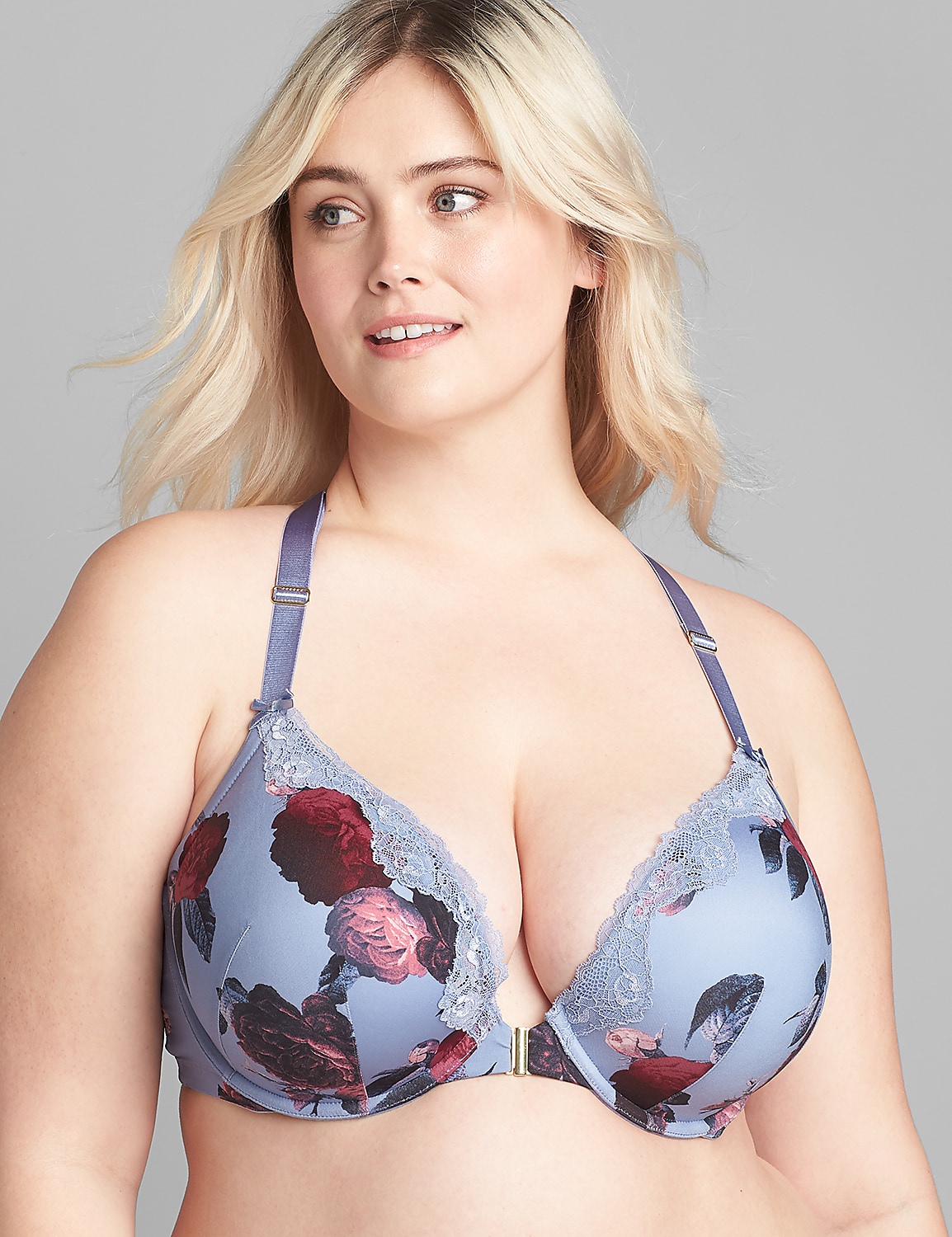 Printed Front-Close Boost Plunge Bra Product Image 4