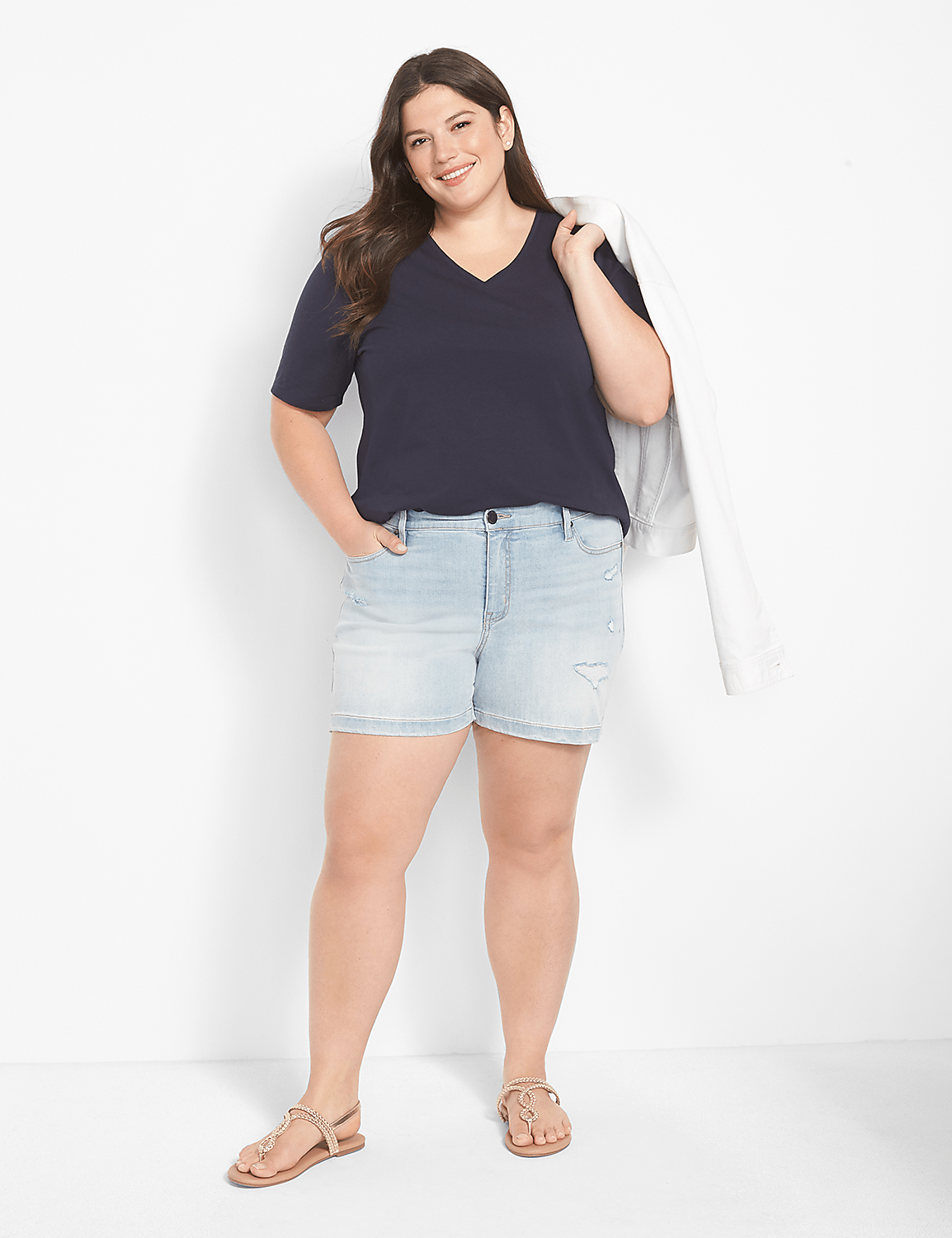 Classic Perfect Sleeve V-Neck Tee Product Image 3