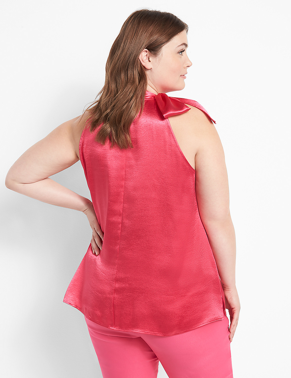Tie-Neck Satin Halter Tank Product Image 2