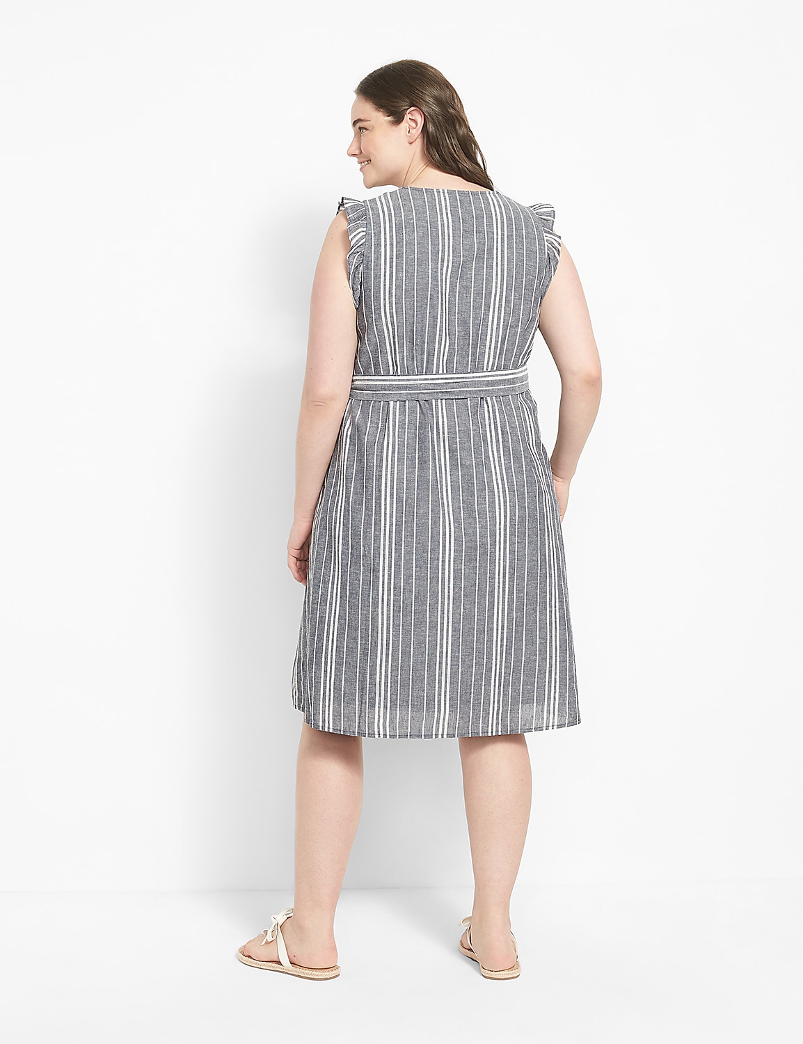 Flutter Cap-Sleeve Button-Front Midi Dress Product Image 2