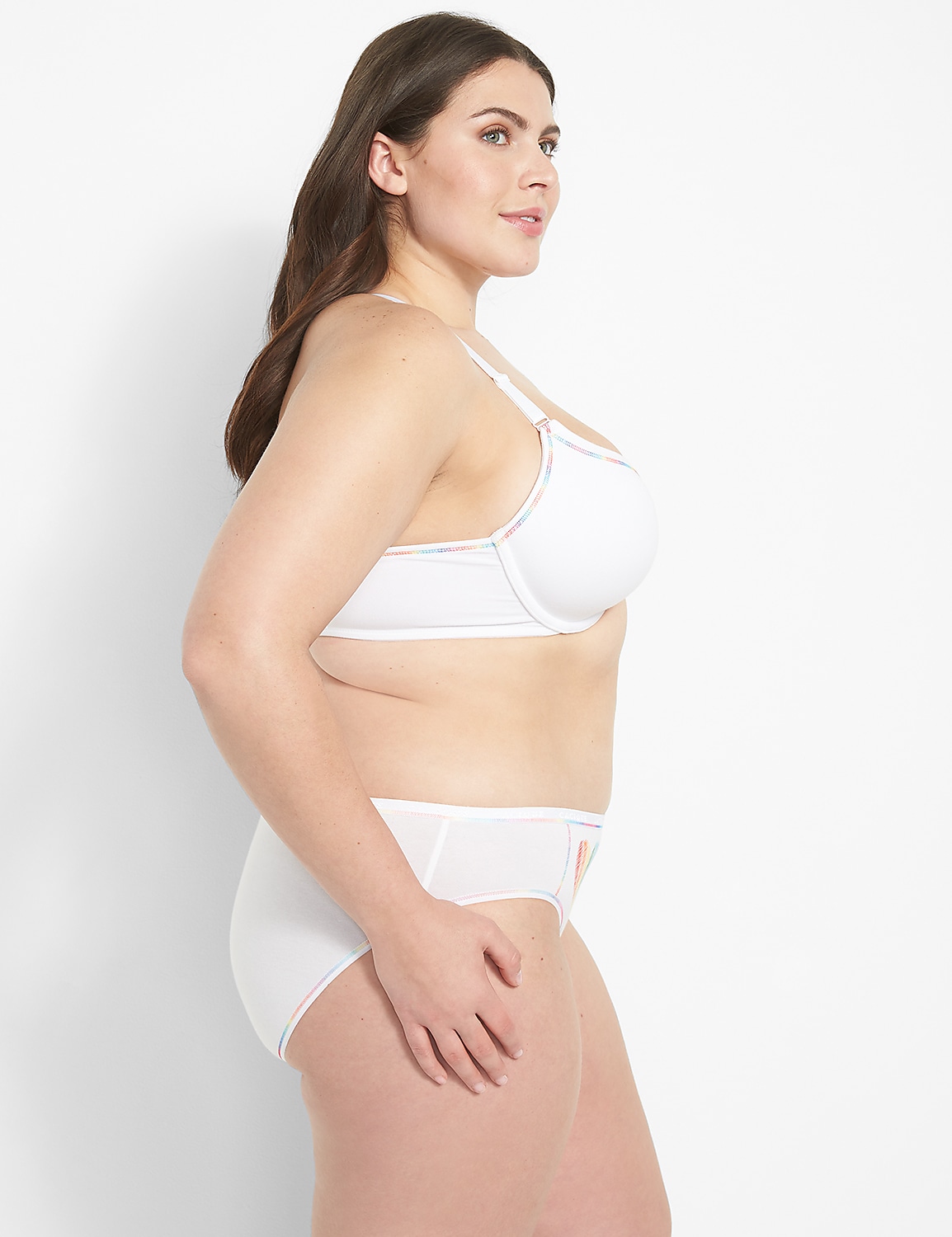Cotton Lightly Lined T-Shirt Bra With Rainbow Strappy Back Product Image 3