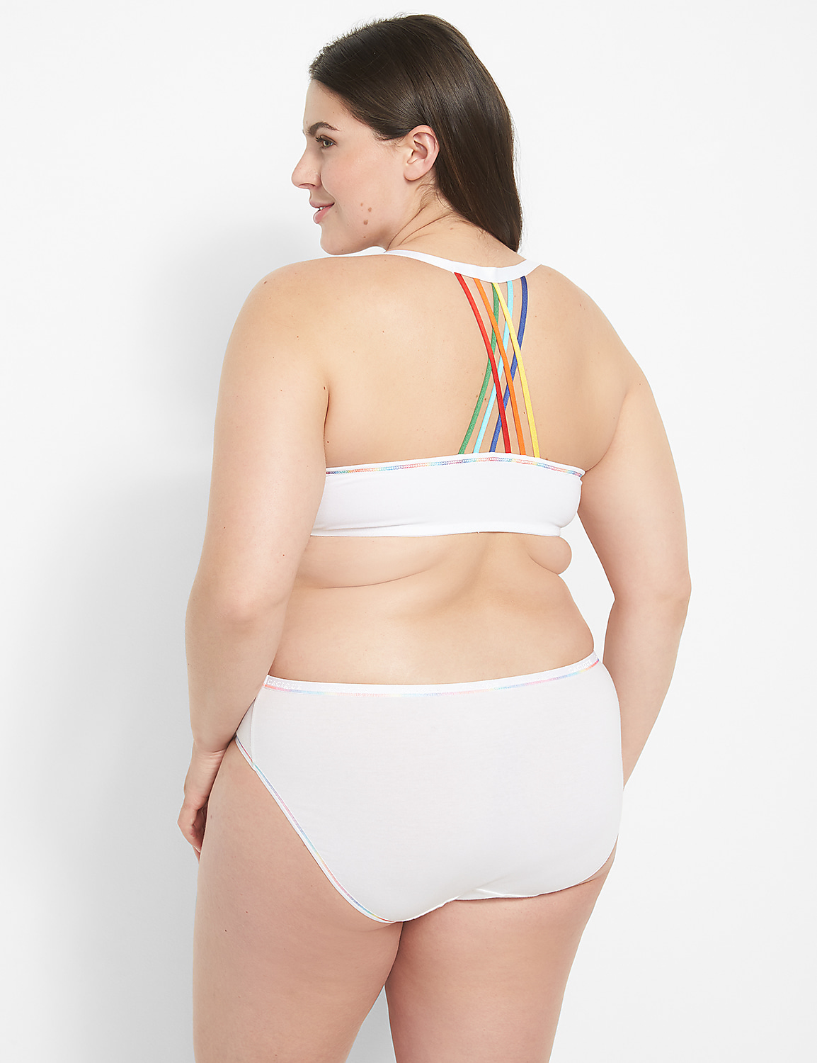 Cotton Lightly Lined T-Shirt Bra With Rainbow Strappy Back Product Image 2