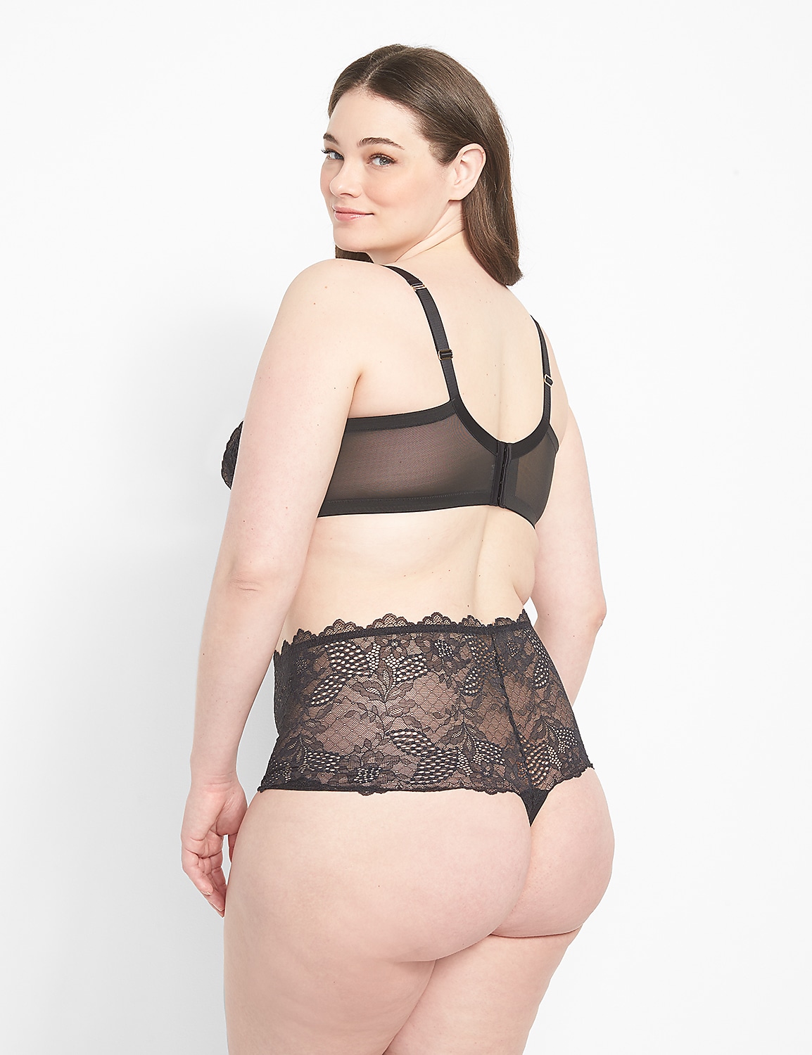 Lace & Strappy Detail Lightly Lined Quarter Cup Bra Product Image 2