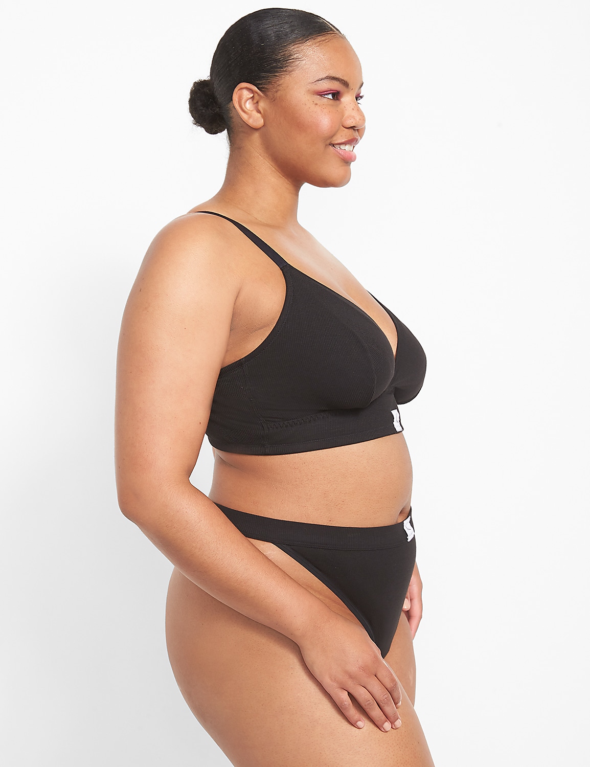 Ribbed Unlined Triangle Bralette Product Image 3