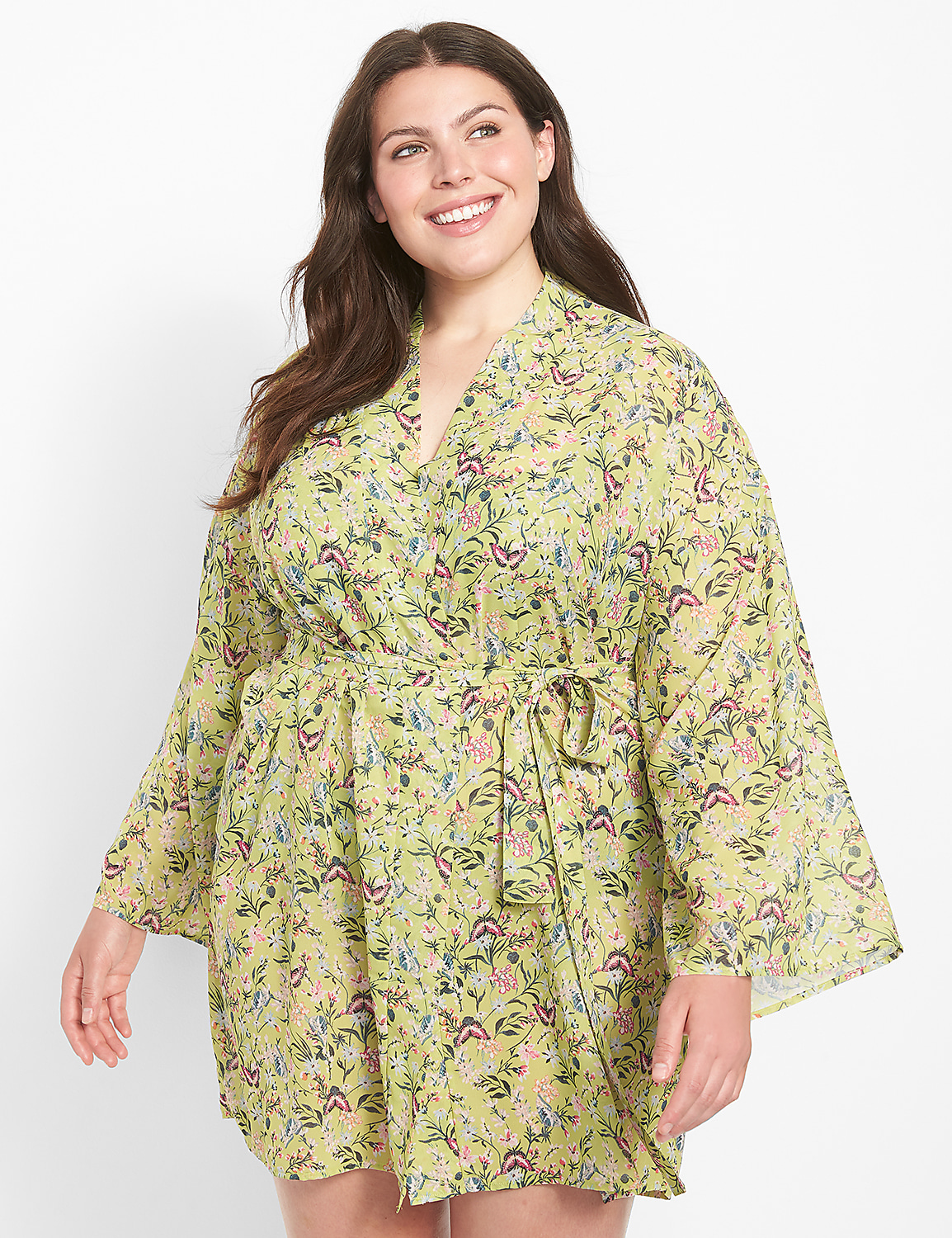 Floral Print Chiffon Robe | LaneBryant