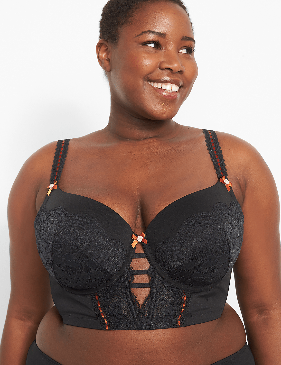 Lace Lightly Lined Longline Balconette Bra With Ribbon Product Image 4