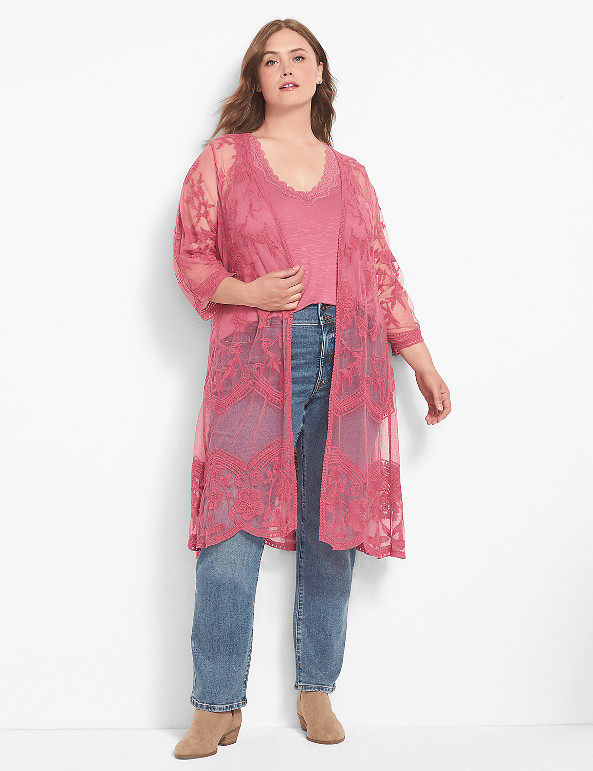 Classic V-Neck Lace-Trim Tank Product Image 3