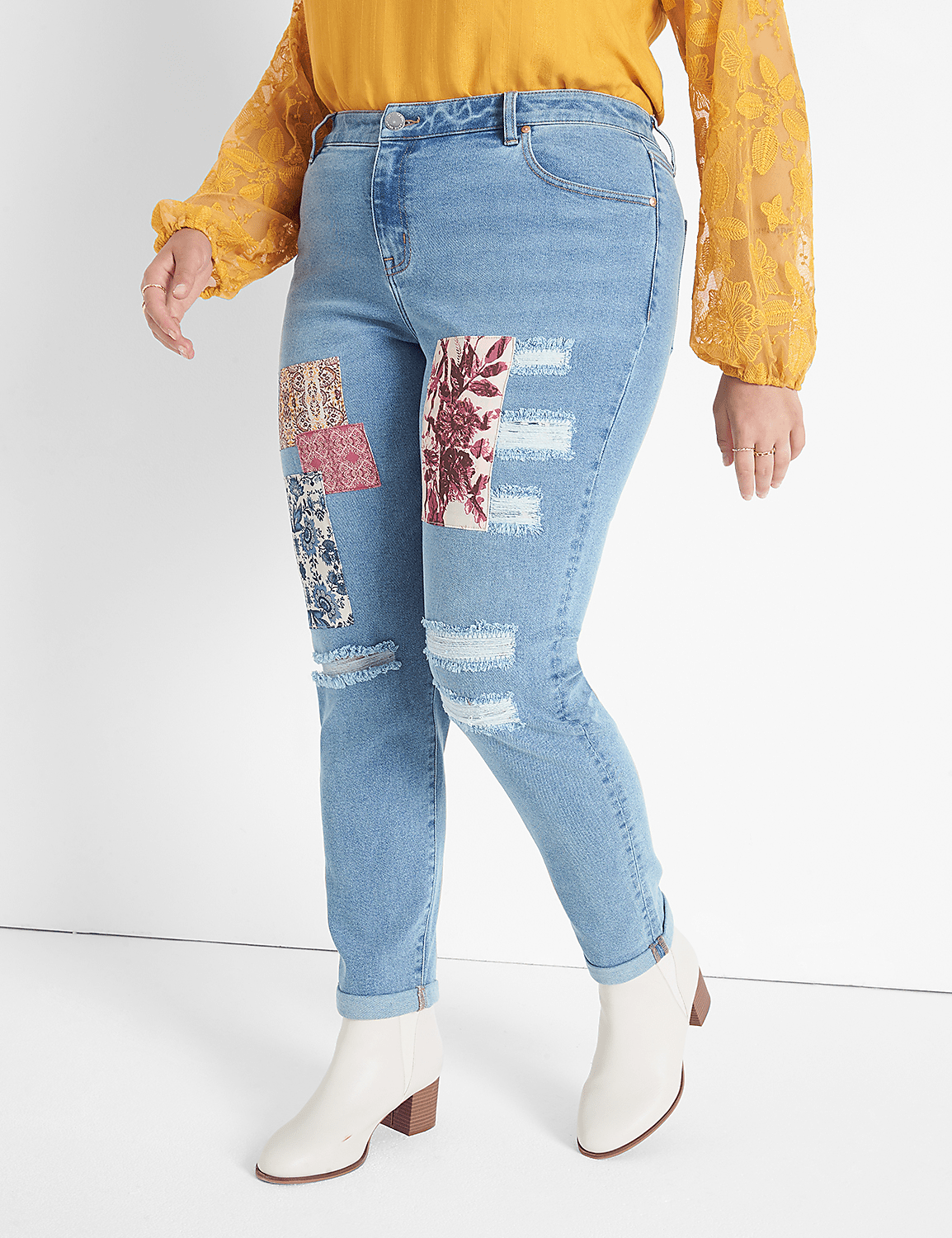 Signature Fit Boyfriend Jean - With Patchwork Product Image 3