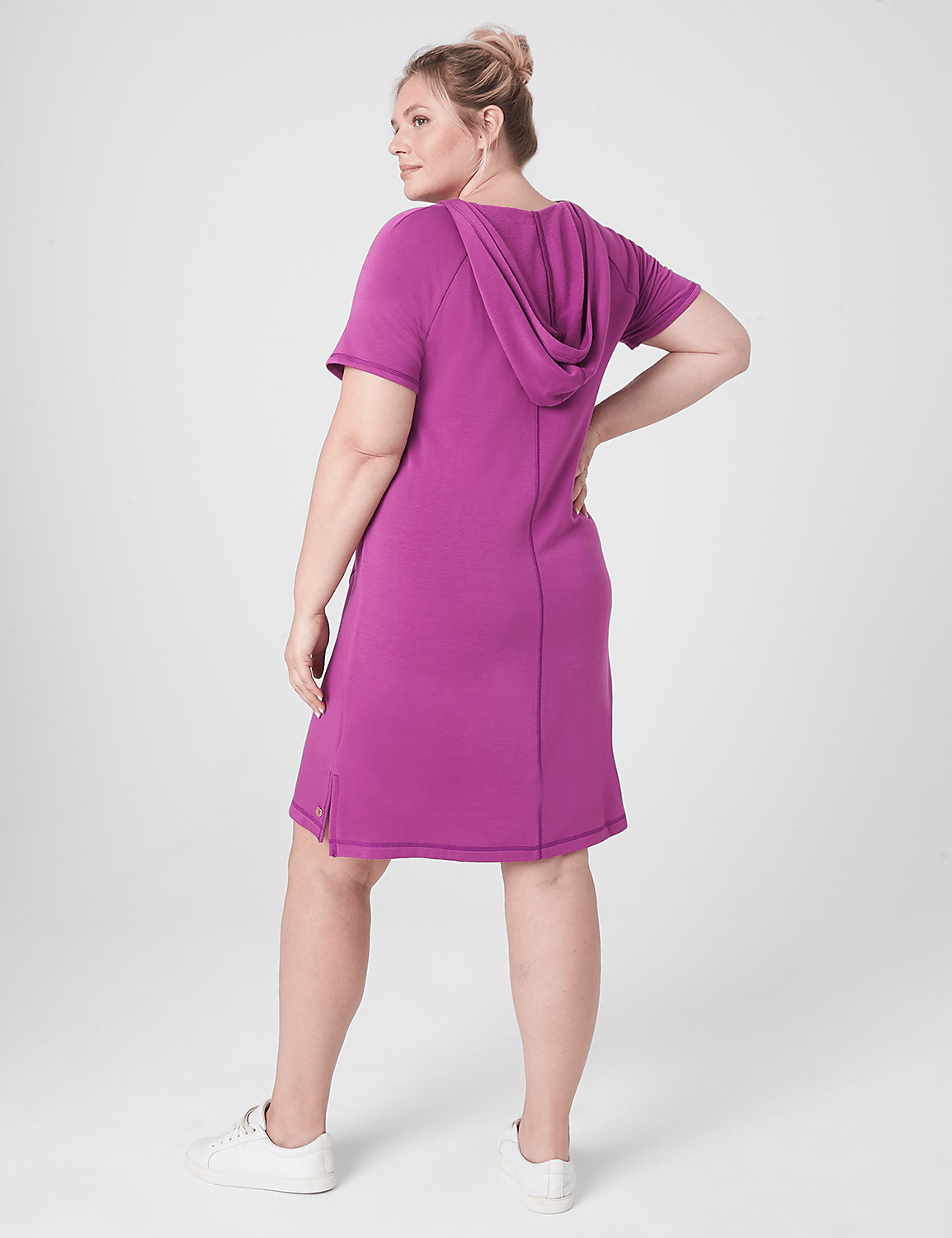 LIVI CozySoft Short-Sleeve V-Neck Hooded Dress Product Image 2
