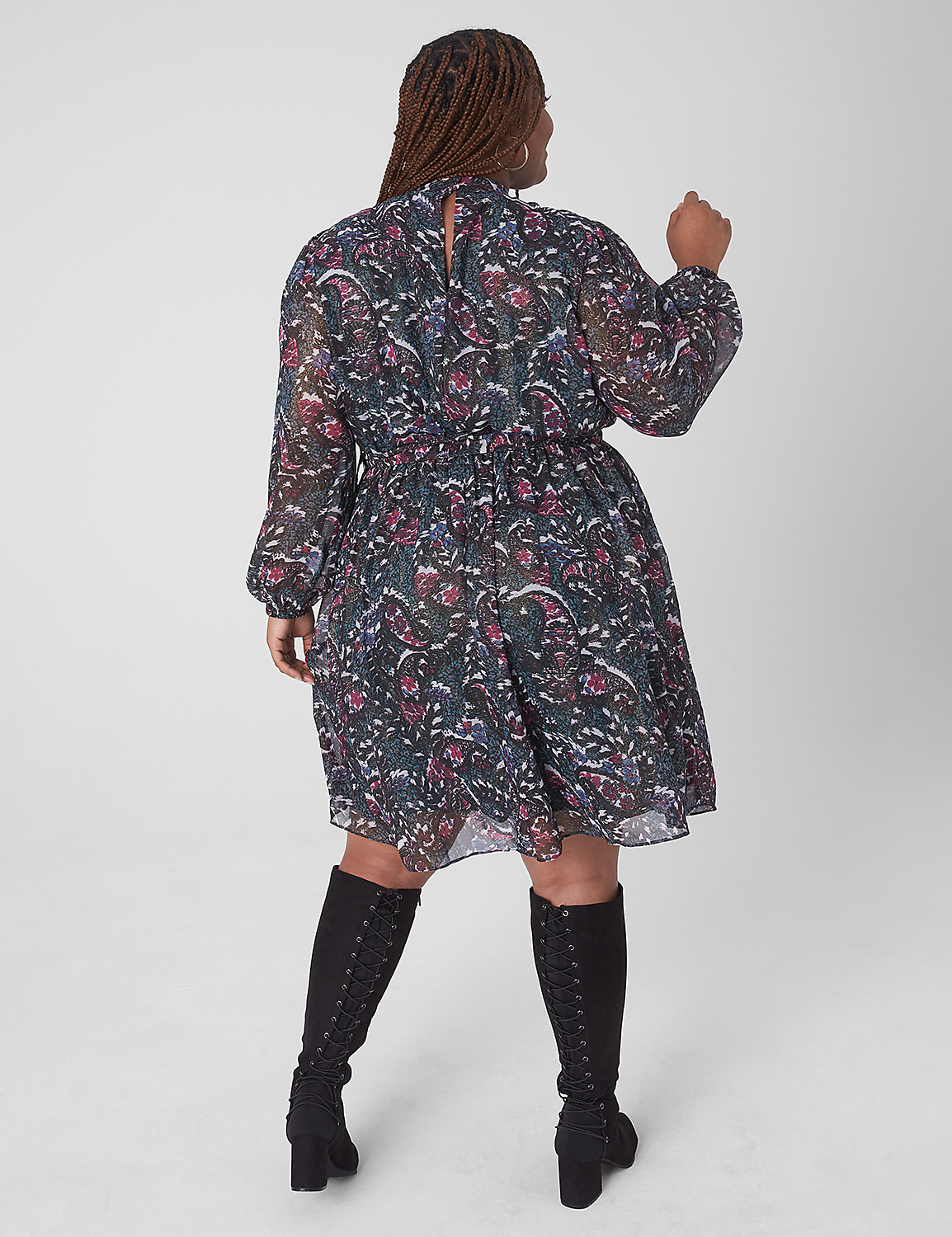 Cutout Mock-Neck Fit & Flare Dress Product Image 2