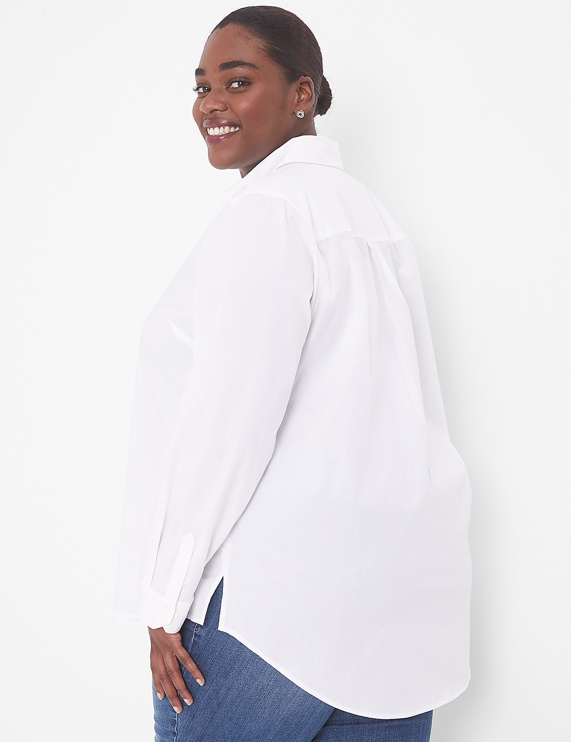 Relaxed Button-Front Boyfriend Shirt Product Image 2
