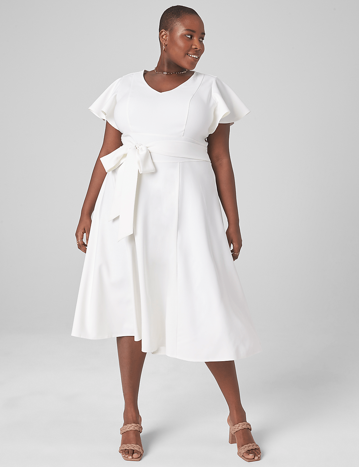 lena v neck high low midi dress Lena V-Neck High-Low Midi Dress