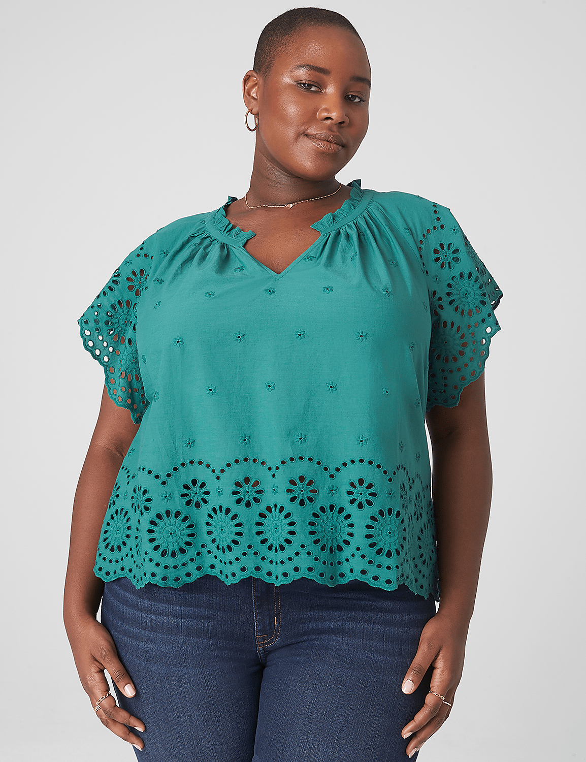 Raglan Scallop Hem Ruffle Neckline | LaneBryant