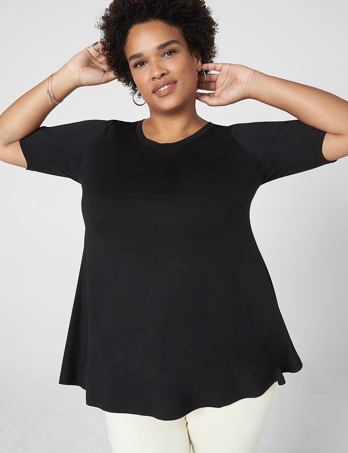 Modern Slub Swing Perfect Sleeve Straight-Hem Tee Product Image 1