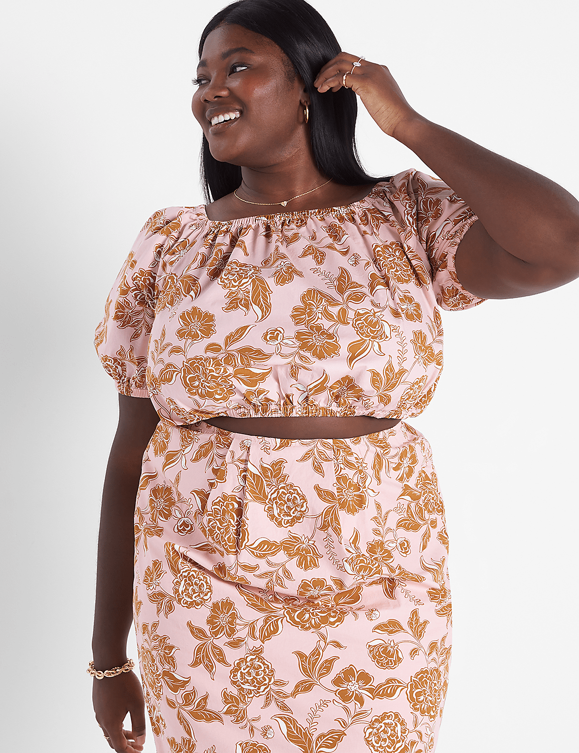 Classic Crop Square-Neck Puff-Sleeve Top Product Image 1