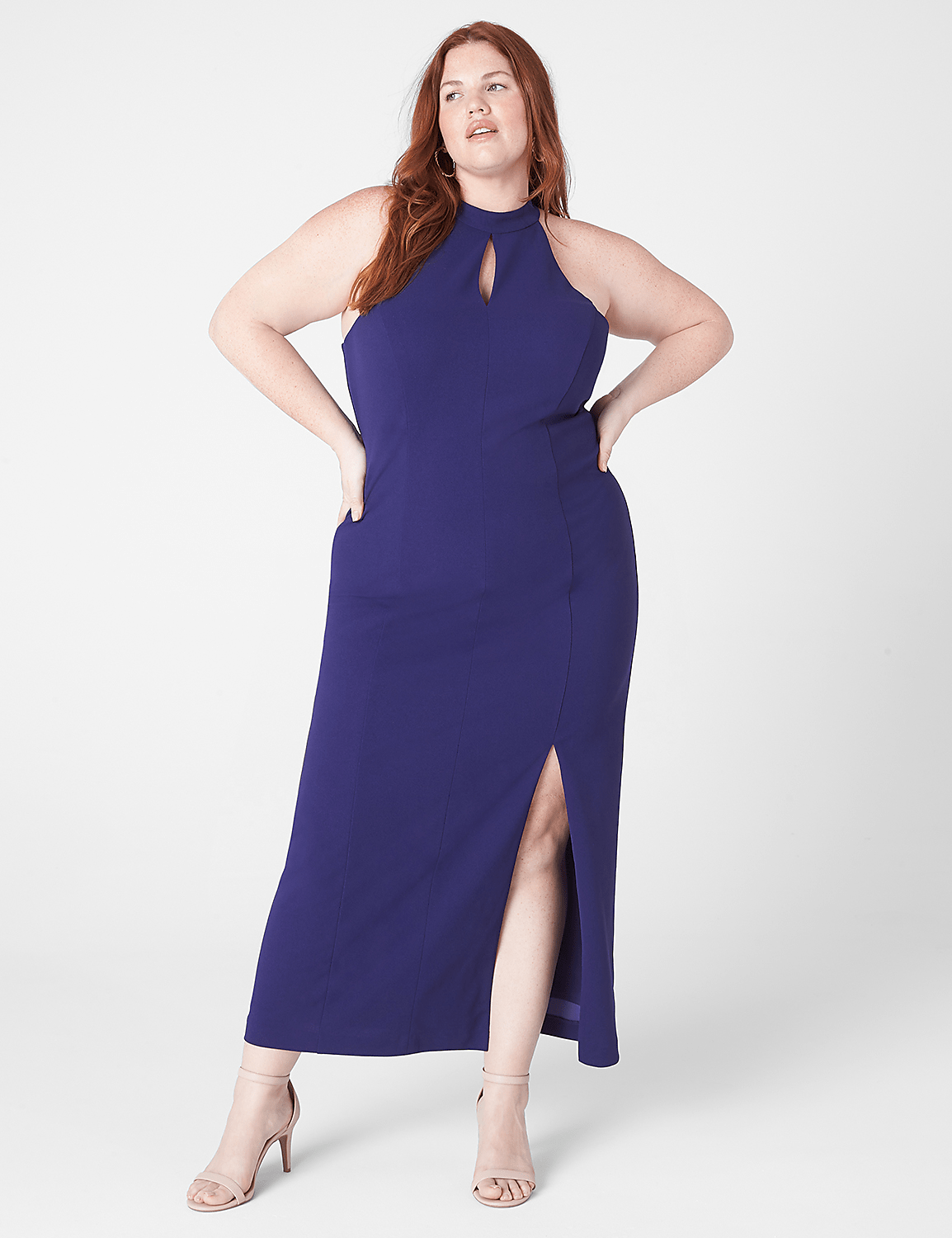 Halter-Front Keyhole Maxi Dress Product Image 1