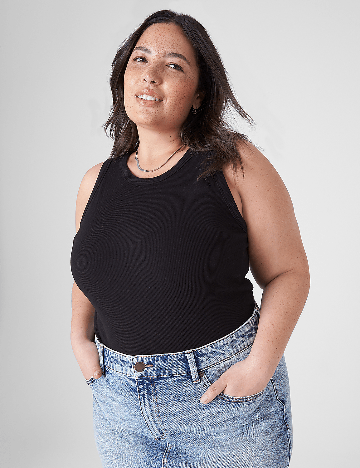 Fitted Sleeveless High Neck 2x2 Rib | LaneBryant