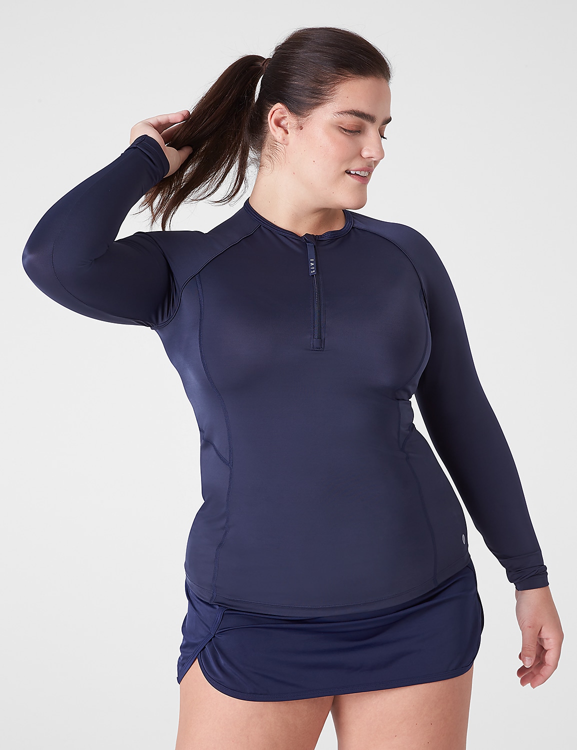 LIVI Long-Sleeve Swim Rash Guard | LaneBryant