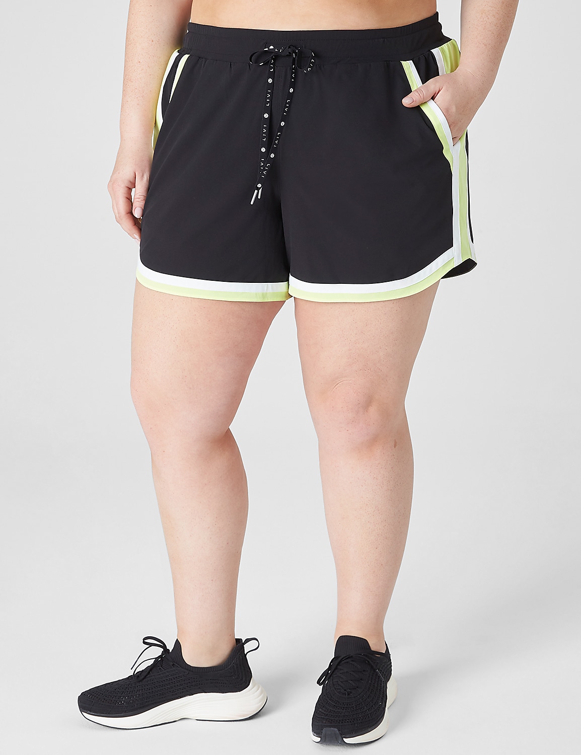 LIVI Stretch Woven Colorblock Short | LaneBryant