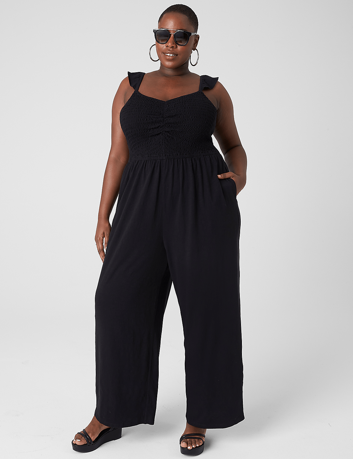 Sweetheart-Neck Smocked-Bodice Jumpsuit Product Image 1