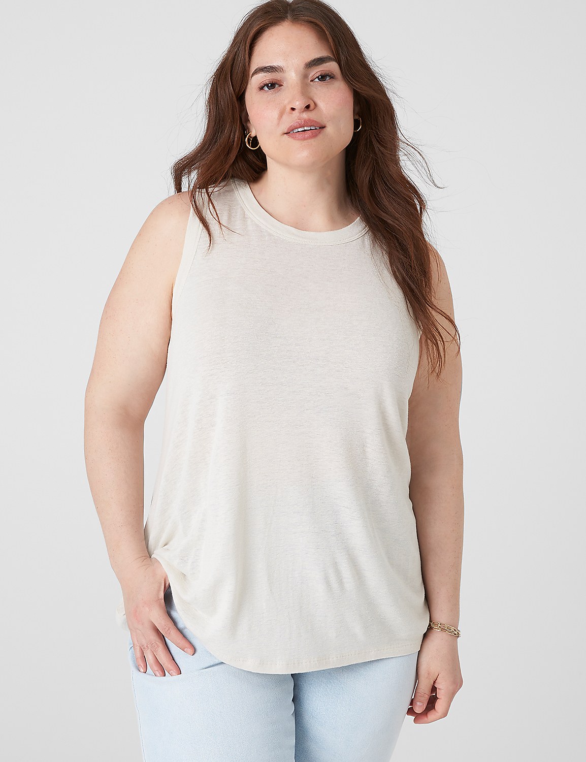 Crew-Neck Linen Tank Product Image 1