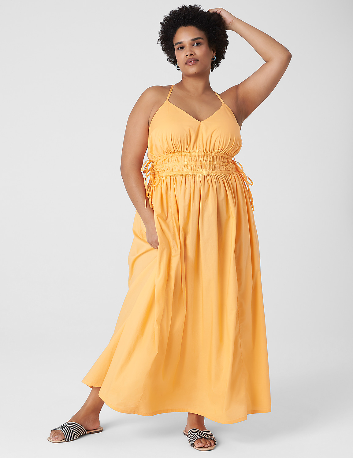 lane bryant orange dress V-Neck Ruched-Waist Maxi Dress