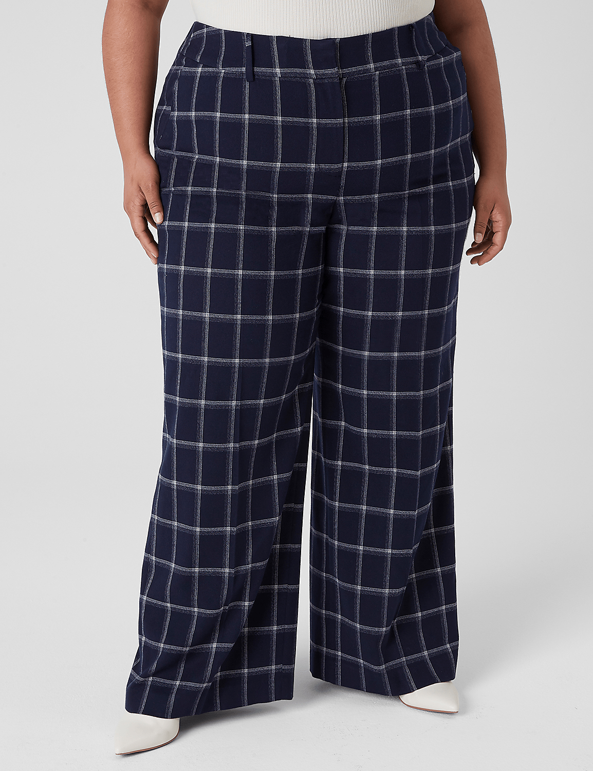 High-Rise Perfect Drape Wide Leg Pant - Plaid Product Image 1