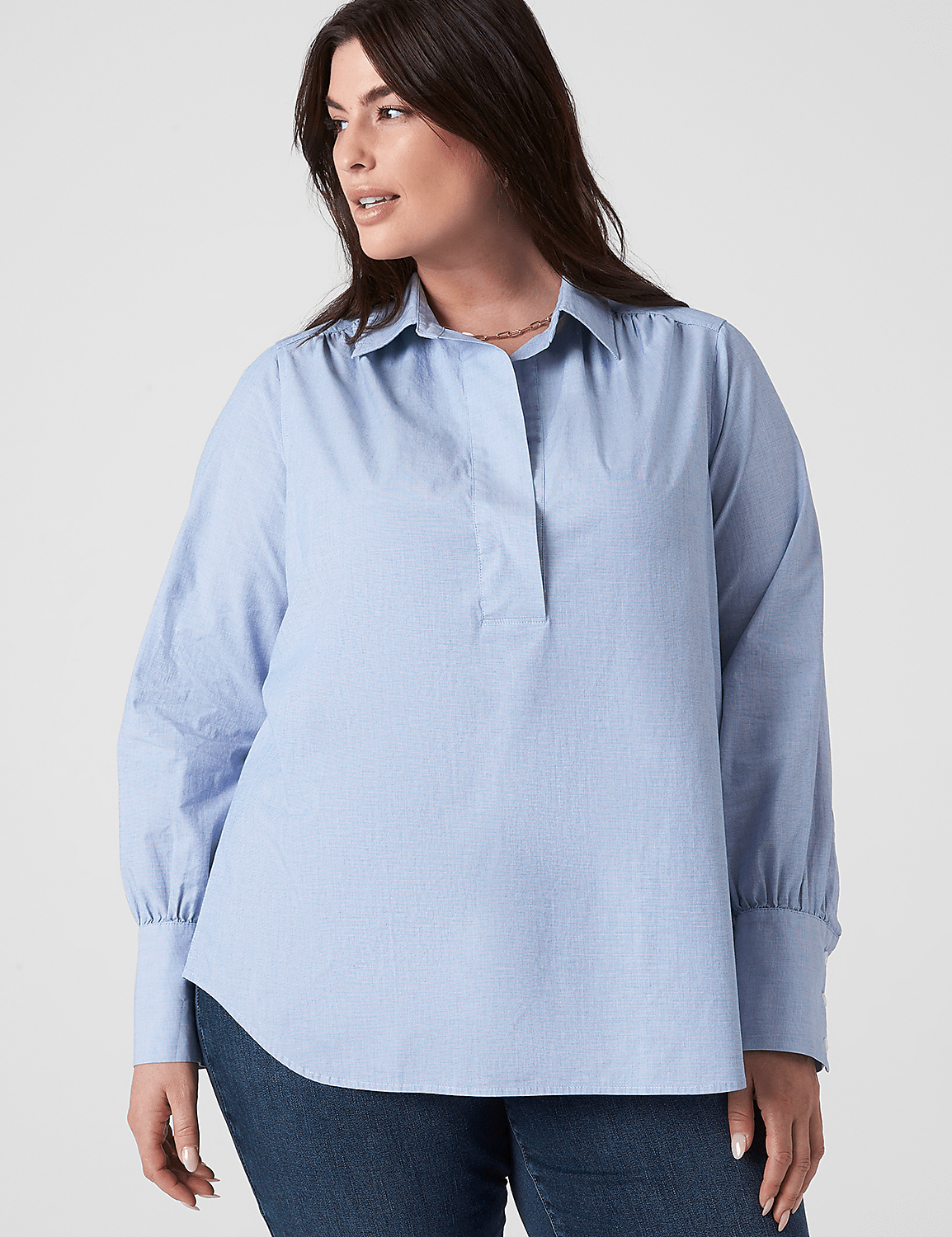 Collared Wide Placket Popover Top Product Image 1