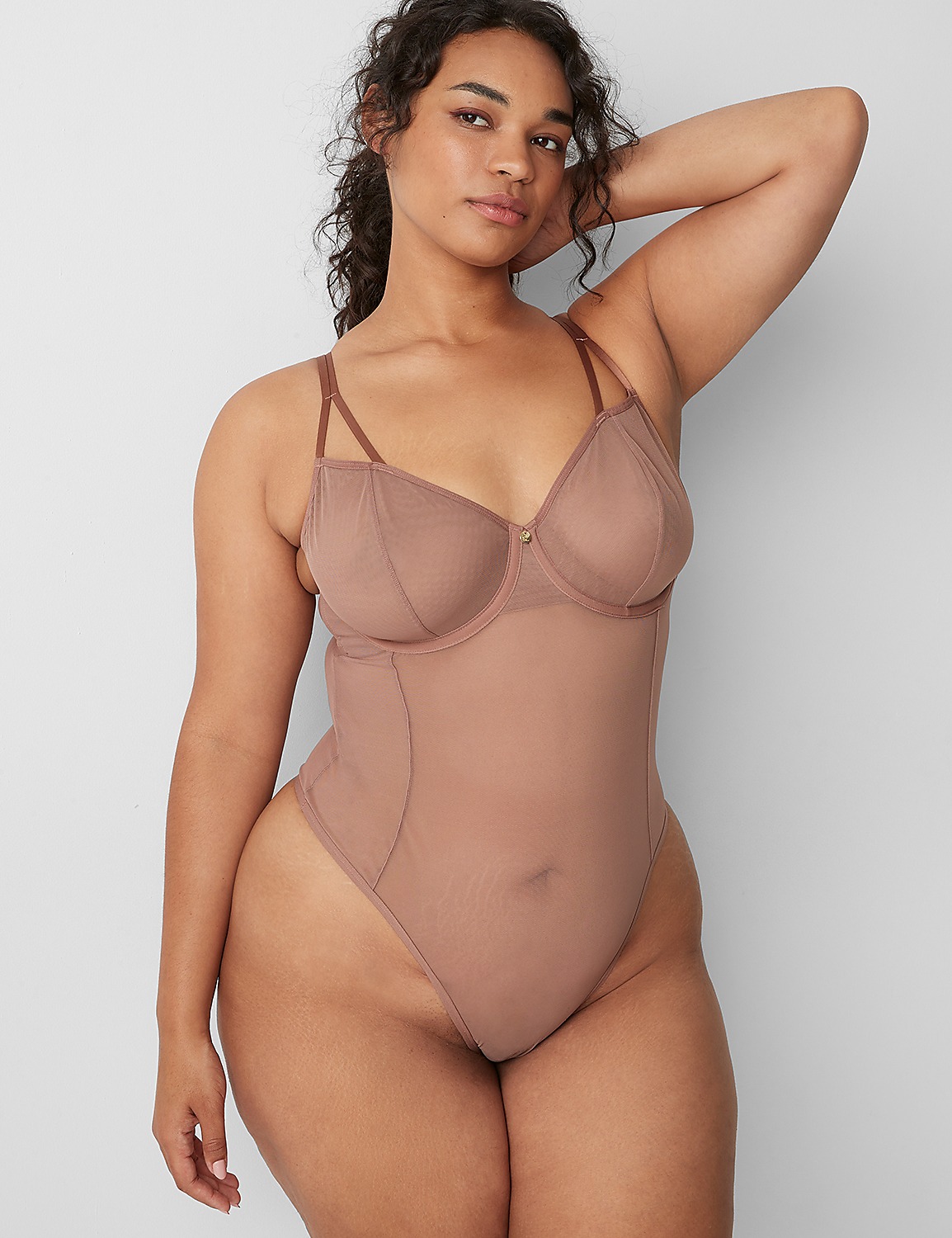 Mesh Demi Ultra High-Leg Thong Bodysuit Product Image 1