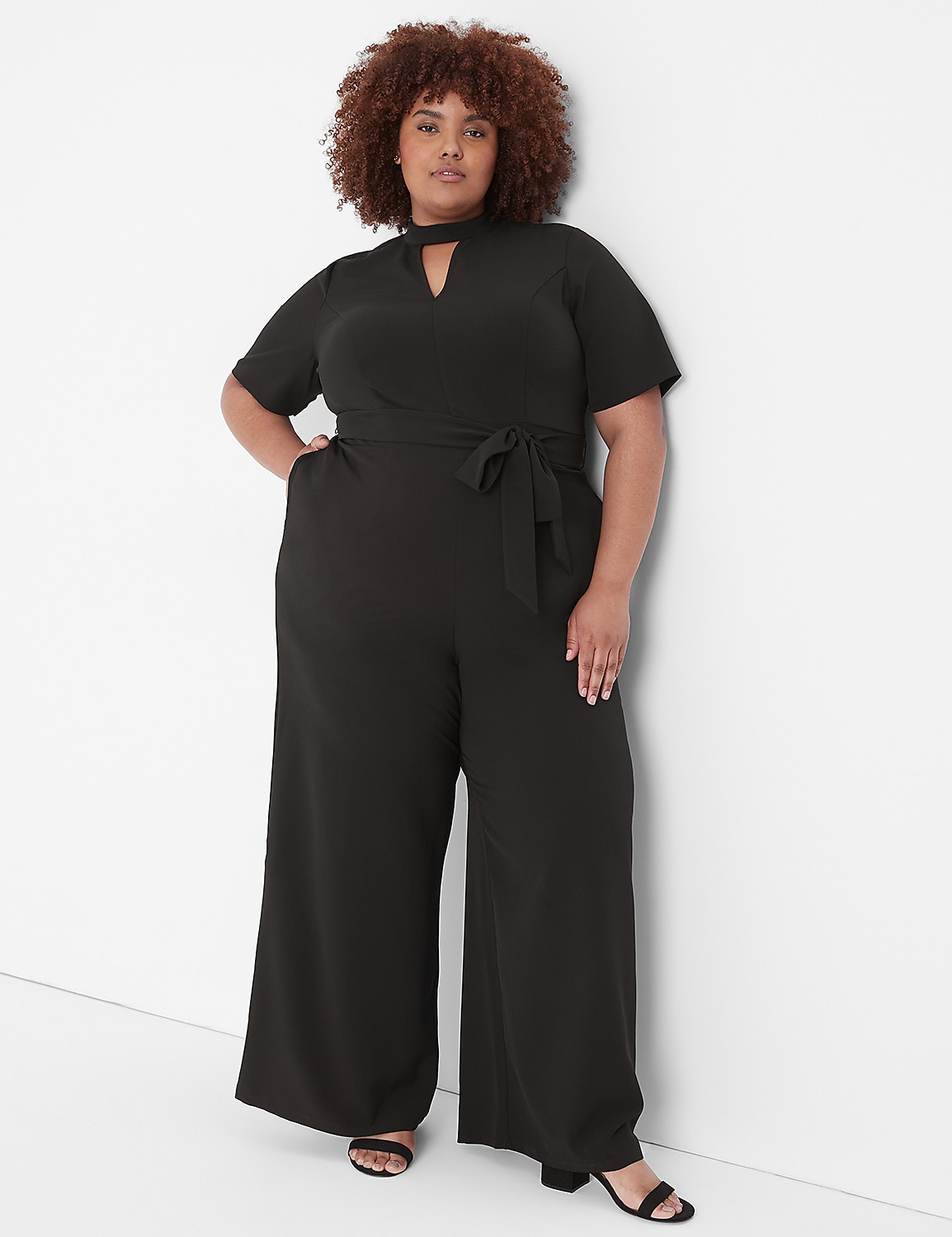 Lena Perfect Sleeve Mock-Neck Wide Leg Jumpsuit Product Image 1