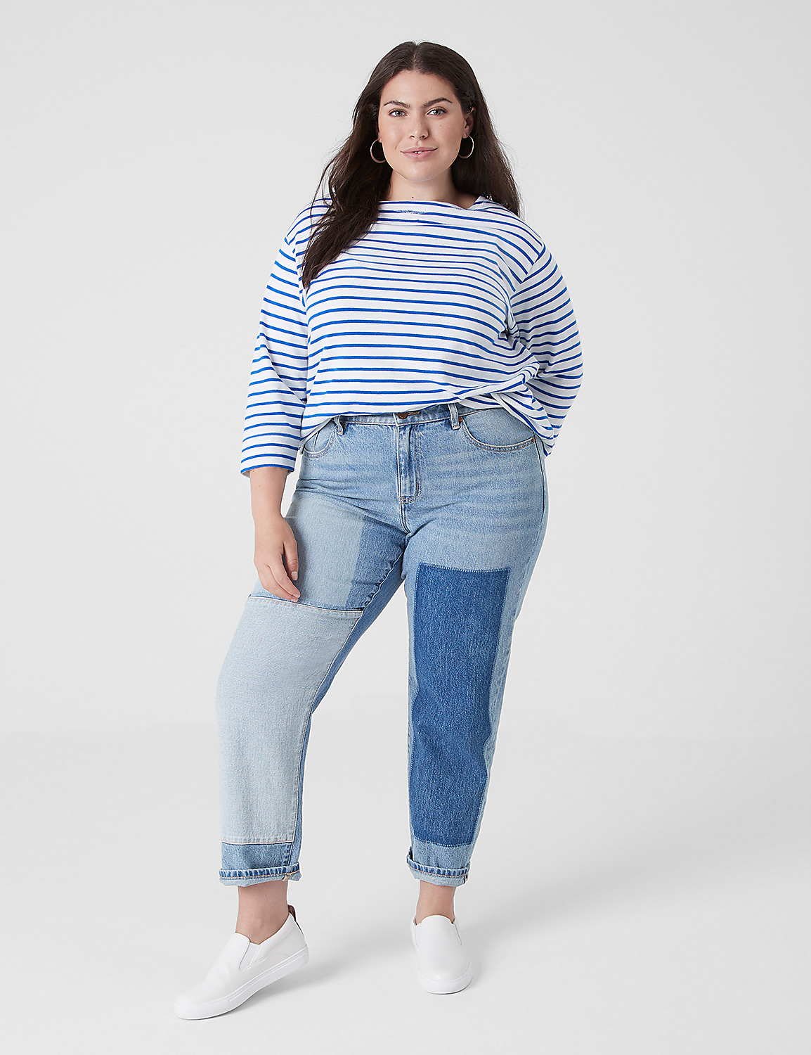 Boyfriend Fit Patchwork Jean Product Image 1