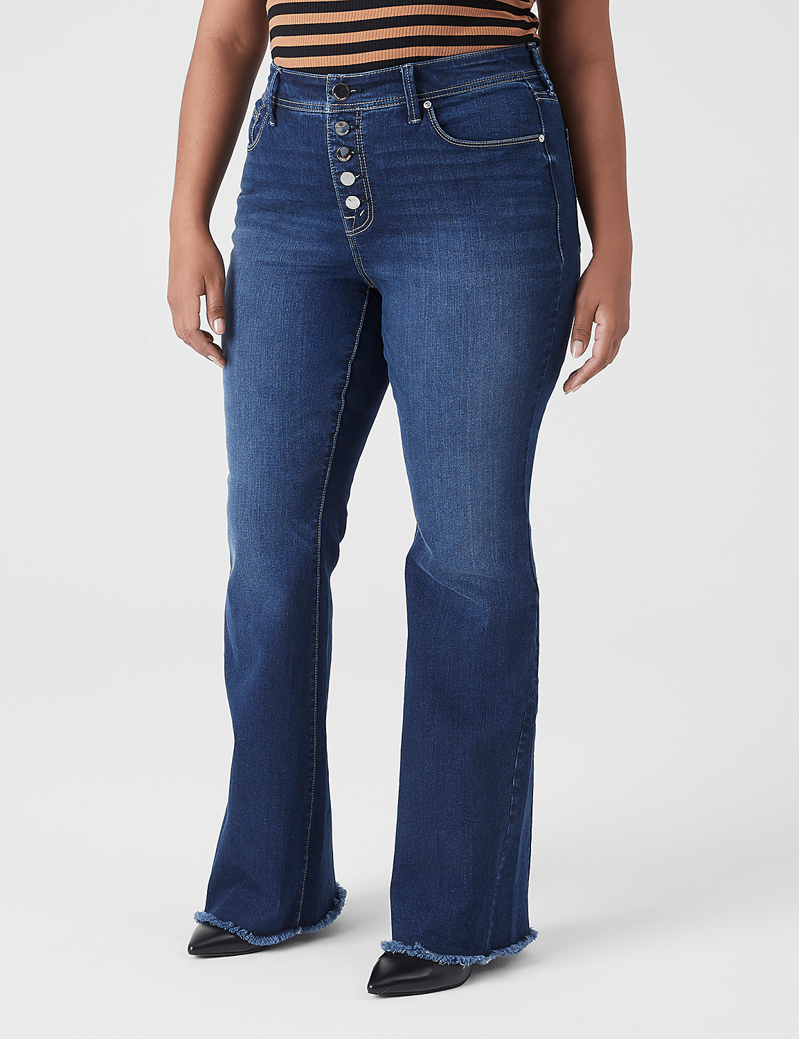 Seven7 High-Rise Flare Jean With Raw Hem Product Image 1