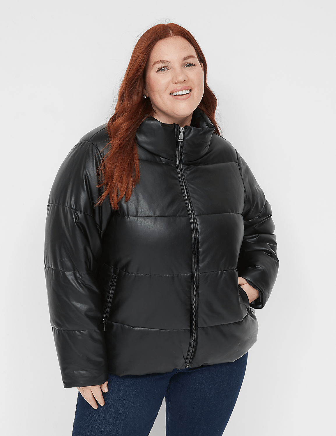 Faux-Leather Puffer Product Image 1